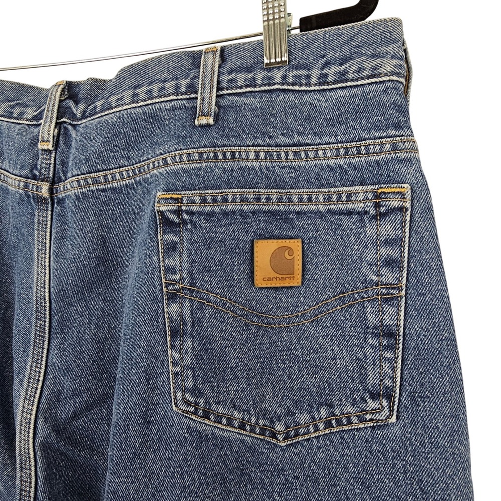 Carhartt Relaxed Fit Flannel Lined Jeans Mens 42x30 Blue Denim Workwear‎ Pants - Picture 13 of 13